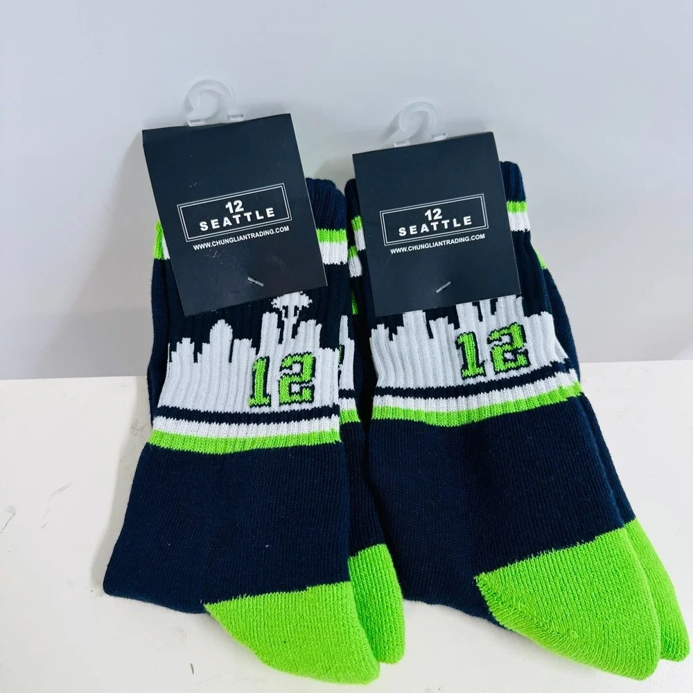 Lot Of 2 Seattle Seahawks‎ 12th Man Soccer Socks Multicolor Size 9-11 NWT